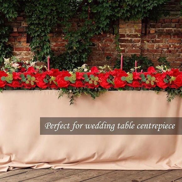 Table Flower Centerpieces Silk Red Rose Arch Decor Flower Wall Panels Dining 6pc - Picture 5 of 8